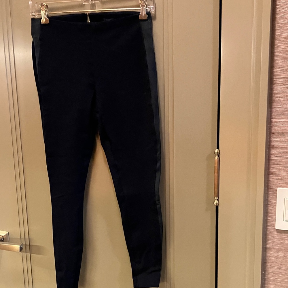 J. Crew Classic tuxedo leather detailed Black Pants